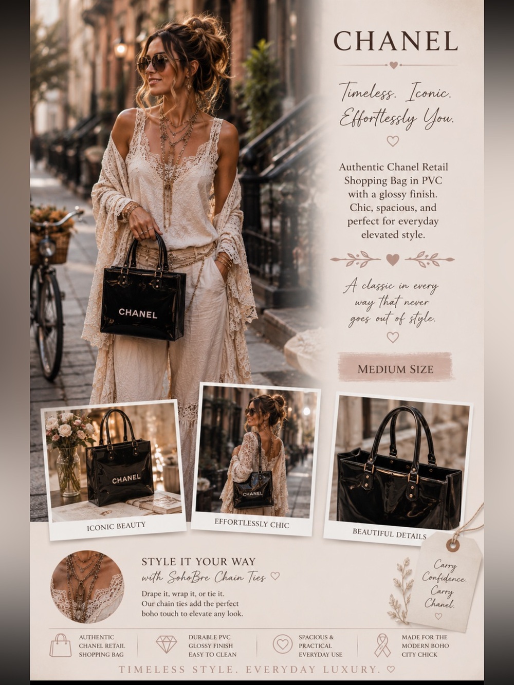 Authentic Chanel Retail Shopping Bag in PVC size Med